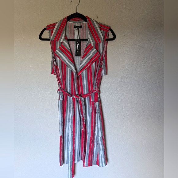 Chocolate Jackets & Blazers - NWT Chocolate USA Striped Long Vest Size M